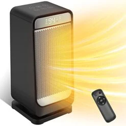 FHstars Portable Electric Heater, PTC Ceramic Heater With Remote Control, Space Heater For Indoor Use, 5 Modes, Safe Silent, Memory Function, ETL Certified, Suitable For Bedroom, Office And Garage Use