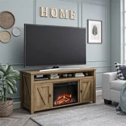 Ameriwood Home Farmington Electric Fireplace TV Console For TVs Up To 60", Rustic -Solo Stoves Shop 51Hiz2CkqYL. AC