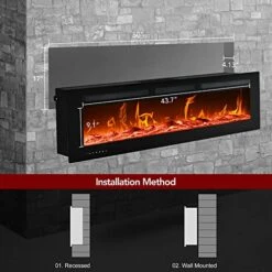 E EUHOMY 50-inch Electric Fireplace, Recessed And Wall Mounted Fireplace Heater, Adjustable Brightness, Multiple Colors, Dual Control Remote And Touch Screen, Indoor Heater With Timer, 750W/1500W 11 E EUHOMY 50-inch Electric Fireplace, Recessed And Wall Mounted Fireplace Heater, Adjustable Brightness, Multiple Colors, Dual Control Remote And Touch Screen, Indoor Heater With Timer, 750W/1500W -Solo Stoves Shop 51IDsFPrETL