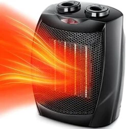 Kismile Small Space Heater Electric Portable Heater Fan For Home And Office Ceramic Fan Heaters With Adjustable Thermostat, 750W/1500W (8.1 Inch, Silver) -Solo Stoves Shop 51J70Mup0oL. AC