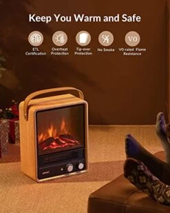 Electric Fireplace Heaters For Indoor Use,1500W Space Heater Fireplace With Realistic Flame & Fire Crackling Sound, Safety Protection, Portable Fireplace Heater For Home Office Christmas Decoration -Solo Stoves Shop 51JFK9tSt4L