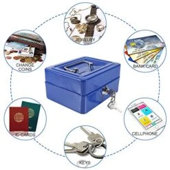 1pc Mini Portable Steel Petty Lockabl Small Safes For Home,Security Box, Fireproof Waterproof Storage Box With Lock, Money Organizer For Cash, For Storage Of Cash, Jewelries And More(СºÅÀ¶ɫ) -Solo Stoves Shop 51JcPvvqLUL