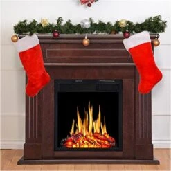 Electric Fireplace With Mantel Brown Heater 1500W Electric Fireplace Freestanding With Remote Control Fireplace Surround With Mantel Adjustable Led Flame