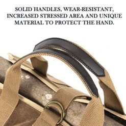 BHD Firewood Fireplace Carrier Logs Tote Holder 20 Oz Waxed Canvas Sturdy Bag With Handles For Camping Indoor Outdoor Brown -Solo Stoves Shop 51LR1ujG50L