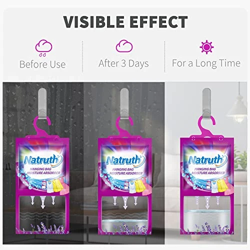 NATRUTH 12-PACK Moisture Absorber Bags With Lavender,Desiccant Hanging Bag Use For Kitchen Bathroom Wardrobe, Eliminates Odors,Odor Absorber Humidity Packs, Hanging Closet Dehumidifier Bags For Closet 2 NATRUTH 12-PACK Moisture Absorber Bags With Lavender,Desiccant Hanging Bag Use For Kitchen Bathroom Wardrobe, Eliminates Odors,Odor Absorber Humidity Packs, Hanging Closet Dehumidifier Bags For Closet - Image 2
