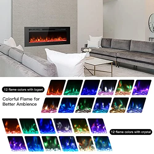 Maxhonor Electric Fireplace Insert Wall Mounted Freestanding Heater With Remote Control, 1500/750W (40inch, Black) 2 Maxhonor Electric Fireplace Insert Wall Mounted Freestanding Heater With Remote Control, 1500/750W (40inch, Black) - Image 2