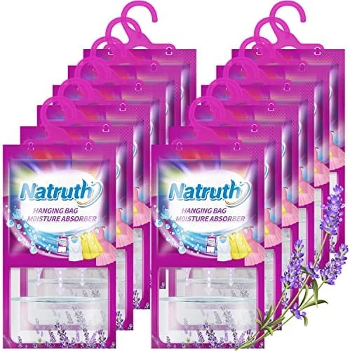NATRUTH 12-PACK Moisture Absorber Bags With Lavender,Desiccant Hanging Bag Use For Kitchen Bathroom Wardrobe, Eliminates Odors,Odor Absorber Humidity Packs, Hanging Closet Dehumidifier Bags For Closet 8 NATRUTH 12-PACK Moisture Absorber Bags With Lavender,Desiccant Hanging Bag Use For Kitchen Bathroom Wardrobe, Eliminates Odors,Odor Absorber Humidity Packs, Hanging Closet Dehumidifier Bags For Closet - Image 8