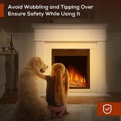 R.W.FLAME Electric Fireplace Mantel Wooden Surround Firebox, Freestanding Fireplace, Home Space Heather, Adjustable Led Flame, Remote Control,750W/1500W,Pearl White -Solo Stoves Shop 51MIzdMEnGL