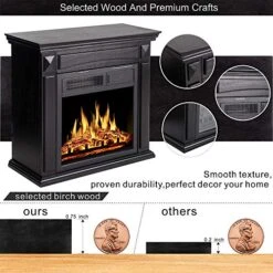 JAMFLY Electric Fireplace Mantel Package Wood Surround Firebox Freestanding Corner Fireplace Infrared Quartz Heater Adjustable Led Flame, W/Logs, Remote Control, 750W-1500W, Black -Solo Stoves Shop 51MO4zfDRPL