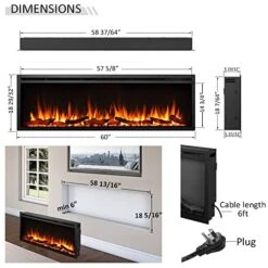 LegendFlame Austin In Wall Recessed & Wall Mounted Electric Fireplace (60") -Solo Stoves Shop 51MSn76MOhL