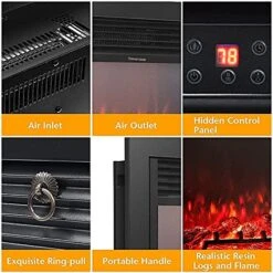 Giantex Wall Fireplace Electric With Remote Control, 28.5" Electric Fireplace Insert Recessed Mounted With 3 Color Adjustable Flames, 2 Modes Heat, 8 H Timer, 5 Brightness Settings, 750/1500W Heater 9 Giantex Wall Fireplace Electric With Remote Control, 28.5" Electric Fireplace Insert Recessed Mounted With 3 Color Adjustable Flames, 2 Modes Heat, 8 H Timer, 5 Brightness Settings, 750/1500W Heater -Solo Stoves Shop 51Mb0no74iL