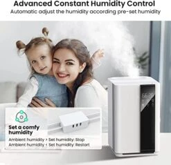 Humidifiers For Bedroom Large Room, Cool And Warm Mist（ up To 212℉） Humidifier With 3-fold Purification, 5L Top Fill Quiet 3 Speed Humidifiers With Auto Shut-Off -Solo Stoves Shop 51MjuK19kLL