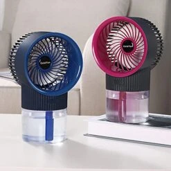 Hopwin Water Cooling Fan Usb Fan Desktop Turbine Spray Humidification, Rechargeable Cooler Spray Humidifier For Dorm Office Desktop, Portable Electric Fan For Family (Black)