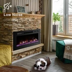 50 Inch Electric Fireplace Inserts, Quiet Wall Mounted Fireplace, Led Fireplace For Living Room, Recessed Electric Fireplace, Linear Fireplace, Logs & Crystal, 750/1500W -Solo Stoves Shop 51N06f3P0SL