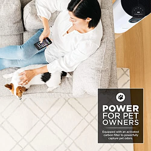 Shark HP102PET Clean Sense Air Purifier For Home, Allergies, Pet Hair, HEPA Filter, 500 Sq Ft, Small Room, Bedroom, Captures 99.98% Of Particles, Pet Dander, Fur, Allergens & Odor, Portable, White 3 Shark HP102PET Clean Sense Air Purifier For Home, Allergies, Pet Hair, HEPA Filter, 500 Sq Ft, Small Room, Bedroom, Captures 99.98% Of Particles, Pet Dander, Fur, Allergens & Odor, Portable, White - Image 3
