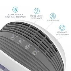 Pure Enrichment® PureZone™ Halo Medium Room Air Purifier, 2 Stage Filtration, Purifies Air Of Smoke, Pollen, Dust, And Pet Hair - Easily Fits On Tables, Desks, And Nightstands (White) -Solo Stoves Shop 51NfnGpMJxS