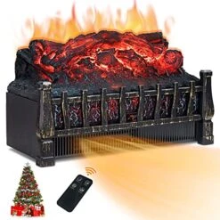 LIFEPLUS Electric Fireplace Log Heater, 21 Inch Fireplace Insert W/Remote Control 8H Timer Realistic Flame Ember Bed Adjustable Brightness, Overheat Protection, Fake Fire For Christmas Home Decor