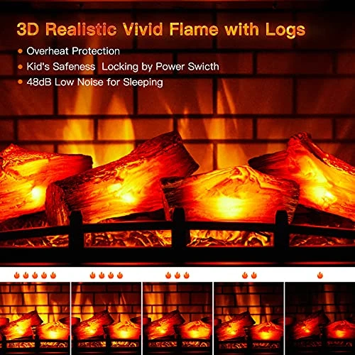 Electric Fireplace Infrared Fireplace 3D Freestanding Fireplace Stove With Remote Control, Timer, Adjustable Flame Effect, Upgraded Safety Protection 24" 2 Electric Fireplace Infrared Fireplace 3D Freestanding Fireplace Stove With Remote Control, Timer, Adjustable Flame Effect, Upgraded Safety Protection 24" - Image 2