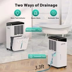 FREE VILLAGE Dehumidifier, 45 Pint (50 Pint Under 90°F/90% RH) Dehumidifiers For Home Up to 3500 Sq. Ft, Digital Control Panel, Auto Drainage, 24 Hr Timer, Dehumidifier For Basement, Bathroom, Bedroom -Solo Stoves Shop 51NshOtSdRL