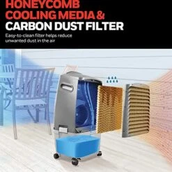 Honeywell 525 CFM 3-Speed Outdoor Rated Portable Evaporative Cooler (Swamp Cooler) For 491 Sq. Ft. With GFCI Cord -Solo Stoves Shop 51OFbYhlNgL