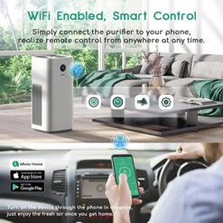 Afloia Smart Air Purifiers For Home Large Room Up To 3576 Sq. Ft, True HEPA Air Filter WiFi Alexa Remote Control, Quiet Air Cleaner With PM2.5 Monitor For 99.99% Allergies, Smoke, Pollen (White) -Solo Stoves Shop 51OGfxvMDzL