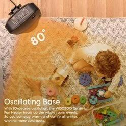 IRIS USA WOOZOO 1500-Watt Oscillating Portable Heater With Motion Sensor, Space Ceramic Fan For Desk, Fast Heating Indoor Room, Child Safe Personal Quiet Heater With Built-in Thermometer, Black -Solo Stoves Shop 51OfTVD7g2L