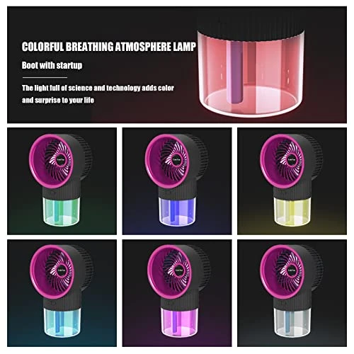 Hopwin Water Cooling Fan Usb Fan Desktop Turbine Spray Humidification, Rechargeable Cooler Spray Humidifier For Dorm Office Desktop, Portable Electric Fan For Family (Black) 4 Hopwin Water Cooling Fan Usb Fan Desktop Turbine Spray Humidification, Rechargeable Cooler Spray Humidifier For Dorm Office Desktop, Portable Electric Fan For Family (Black) - Image 4