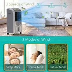 COSTWAY Evaporative Cooler And Heater, 5-in-1 Portable Air Cooler With Remote Control, 8-Hour Timer, 2 Ice Boxes, Quiet Operation, Bladeless Air Cooler For Indoor Use Home Office Dorms -Solo Stoves Shop 51Q8mRzK0tL