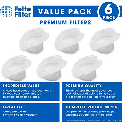 Fette Filter - Vacuum Replacement Filters Compatible With Swiffer Sweep And Vac. Compare To Part #99196 (Pack Of 6) 2 Fette Filter - Vacuum Replacement Filters Compatible With Swiffer Sweep And Vac. Compare To Part #99196 (Pack Of 6) - Image 2