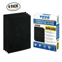 Veva 4 Pack Filter B Replacement, Compatible With Germ Guardian FLT4825 HEPA, AC4900CA, AC4825, AC4850PT, AC4820, 4 Pre-Cut Carbon Pre-Filters For GermGuardian Filter B