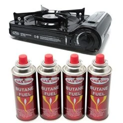 GAS ONE NEW 10,000 BTU CSA List Portable Butane Gas Stove With Carrying Case CSA Listed (Stove + 4 Fuel)