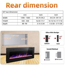 Crzoe Electric Fireplace, Recessed And Wall Mounted Fireplace Heater With Remote Control, Timer, Adjustable Flame Color And Speed, 750w/1500w Electric Fireplace Inserts -Solo Stoves Shop 51S40yZzvaL