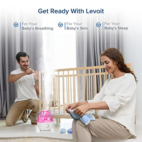 LEVOIT Humidifiers For Bedroom Large Room (2.4L Water Tank), Cool Mist For Home Whole House, Adjustable 360° Rotation Nozzle, Ultrasonic, Auto Shutoff, Night Light, BPA-Free, Pink 3 LEVOIT Humidifiers For Bedroom Large Room (2.4L Water Tank), Cool Mist For Home Whole House, Adjustable 360° Rotation Nozzle, Ultrasonic, Auto Shutoff, Night Light, BPA-Free, Pink - Image 3