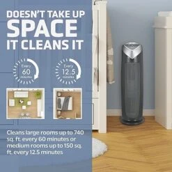 Germ Guardian Air Purifier With HEPA 13 Filter, For Home, Bedroom, Allergies, Pet Hair, Removes 99.97% Of Pollutants, Covers Large Room Up To 740 Sq. Foot Room In 1 Hr, 22", Gray, AC4820 -Solo Stoves Shop 51TA8Km17nL