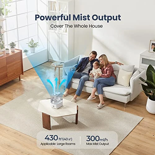 Rbioko® Humidifiers For Large Room Bedroom (6.5L), Cool Mist Ultrasonic Vaporizer For Home Whole House Babies, Customized Humidity, Night Light, Whisper-Quiet (White) 2 Rbioko® Humidifiers For Large Room Bedroom (6.5L), Cool Mist Ultrasonic Vaporizer For Home Whole House Babies, Customized Humidity, Night Light, Whisper-Quiet (White) - Image 2