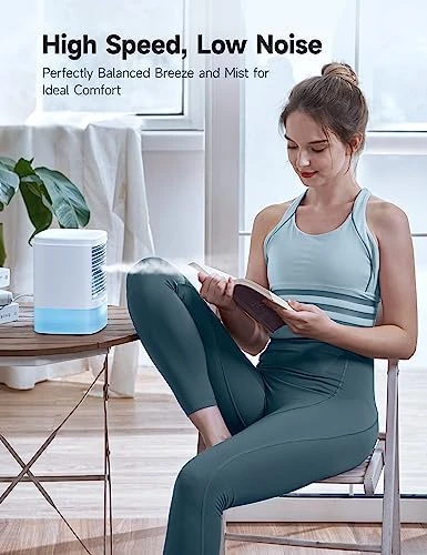 HiCOZY Air Cooler With 2 Ultrasonic Mist Levels & 3 Fan Speeds, Evaporative Air Cooler With Detachable 650ml/23oz Water Tank, 3-in-1 Portable Air Cooling Fan For Desktop, Office And Bedroom 5 HiCOZY Air Cooler With 2 Ultrasonic Mist Levels & 3 Fan Speeds, Evaporative Air Cooler With Detachable 650ml/23oz Water Tank, 3-in-1 Portable Air Cooling Fan For Desktop, Office And Bedroom - Image 5