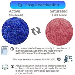 Wisesorb 8 LBS Premium Indicating Silica Gel Beads (Blue To Pink), Reusable Desiccant Dehumidifier -Solo Stoves Shop 51TqKFaI5dL