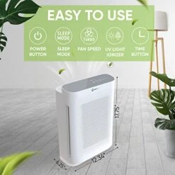 InvisiClean Aura II Air Purifier For Home Allergies & Pets | 4-in-1 H13 True HEPA Filter/Ionizer/Carbon + UV Light | Portable Air Purifiers For Large Room & Bedroom Odor Elimination -Solo Stoves Shop 51Twltp3fpL