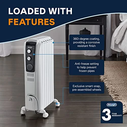 De'Longhi DeLonghi TRD40615T Full Room Radiant Heater Heater-Mechanical-TRD40615T, 10"w X 15"d X 26"h, White 3 De'Longhi DeLonghi TRD40615T Full Room Radiant Heater Heater-Mechanical-TRD40615T, 10"w X 15"d X 26"h, White - Image 3