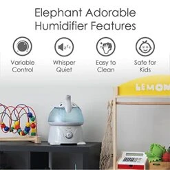 Crane Adorables Ultrasonic Humidifiers For Bedroom And Baby Nursery, 1 Gallon Cool Mist Air Humidifier For Large Room Or Kid's Room, Humidifier Filters Optional, Elephant -Solo Stoves Shop 51UUrmTYhqS