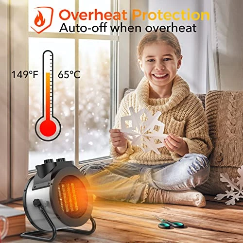 AEscod Space Heater For Indoor Use, Electric Heater With 90° Adjustable Angle, 1500W Portable Heater With Overheating Protection For Bedroom Office Garage 6 AEscod Space Heater For Indoor Use, Electric Heater With 90° Adjustable Angle, 1500W Portable Heater With Overheating Protection For Bedroom Office Garage - Image 6