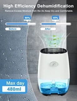Dehumidifiers:Portable Dehumidifier For Home, Bedroom, Bathroom 35OZ Small Dehumidifiers Mini Dehumidifier With Auto Shut-off, 7 Colors Night Lights, Ultra Quiet For Closet RV Office