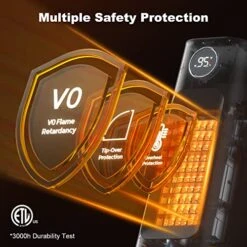 Portable Space Heater For Indoor Use, 1500W Electric Ceramic With 70° Oscillation, 24h Timer, Tip-over & Overheat Protection, Quiet Desk Bedroom Living Room Fireplace, Fast Heating Remote Control -Solo Stoves Shop 51WFOTOwkLL