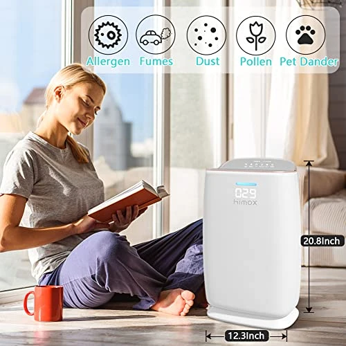 HIMOX Air Purifiers For Home Large Room Covers 1200 Ft² H13 Ture HEPA Filter For Allergies Pets Bedroom With PM 1.0 Digital Display, Remove 99.97% Of Pollen Mold Smoke Dust Odor To 0.1micron 20db, H04 6 HIMOX Air Purifiers For Home Large Room Covers 1200 Ft² H13 Ture HEPA Filter For Allergies Pets Bedroom With PM 1.0 Digital Display, Remove 99.97% Of Pollen Mold Smoke Dust Odor To 0.1micron 20db, H04 - Image 6