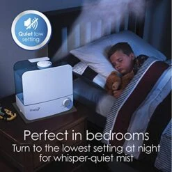 Hamilton Beach TrueAir Cool Mist Humidifiers For Bedroom Large Room, 5.5L, Whisper Quiet, Rotating Nozzle, Auto-Shutoff, Filter-Free, White (04700)