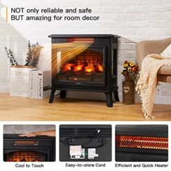 Electric Fireplace Infrared Fireplace 3D Freestanding Fireplace Stove With Remote Control, Timer, Adjustable Flame Effect, Upgraded Safety Protection 24" 7 Electric Fireplace Infrared Fireplace 3D Freestanding Fireplace Stove With Remote Control, Timer, Adjustable Flame Effect, Upgraded Safety Protection 24" -Solo Stoves Shop 51XxU8t7l4L