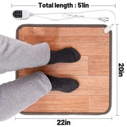 Heated Floor Mat - Foot Warmer Under Desk, Heated Feet Rest For Home Office Desk, Winter 110V Electric Heating Pad With 3 Timers & 10 Adjustable -Solo Stoves Shop 51YIUby170L