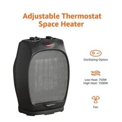 Amazon Basics 1500W Oscillating Ceramic Heater With Adjustable Thermostat, Black 13 Amazon Basics 1500W Oscillating Ceramic Heater With Adjustable Thermostat, Black -Solo Stoves Shop 51YNcpHahEL