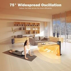 Grelife 24" Space Heater, 75° Oscillating Electric Heater With Night Light, Remote, Overheat & Tip-over Protection, ECO Mode, 12H Timer, Thermostat, 1500W Portable Heater For Indoor Use, Office, Home -Solo Stoves Shop 51Z4ZrEC5wL