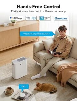 Govee Life Smart Air Purifiers For Home Large Room, H13 True HEPA Air Purifiers For Pets With PM2.5 Sensor, Air Quality Index For 99.97% 0.3 Micron Particles, Washable Pre-Filter For Pet Hair Lint -Solo Stoves Shop 51ZB5DDnndL